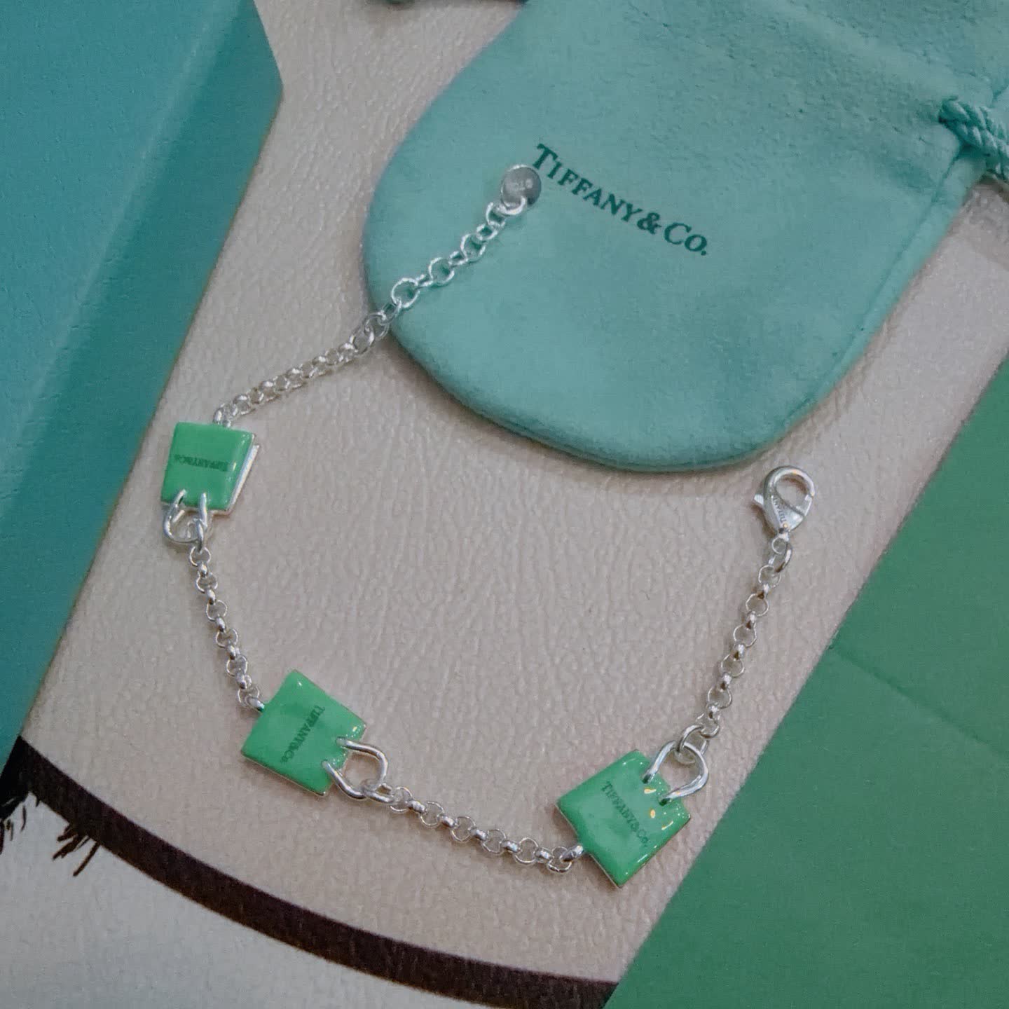 Tiffany & Co. Green Enamel Link Bracelet
